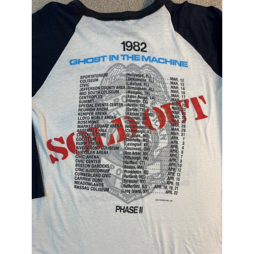 Vtg 1982 The Police Ghost In The Machine Tour Raglan 3/4 Sleeve Shirt Phase II M - Picture 10 of 10